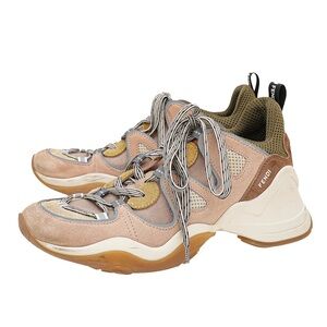 Fendi Beige Mesh and Suede FFluid Low Top Sneakers US Size 10